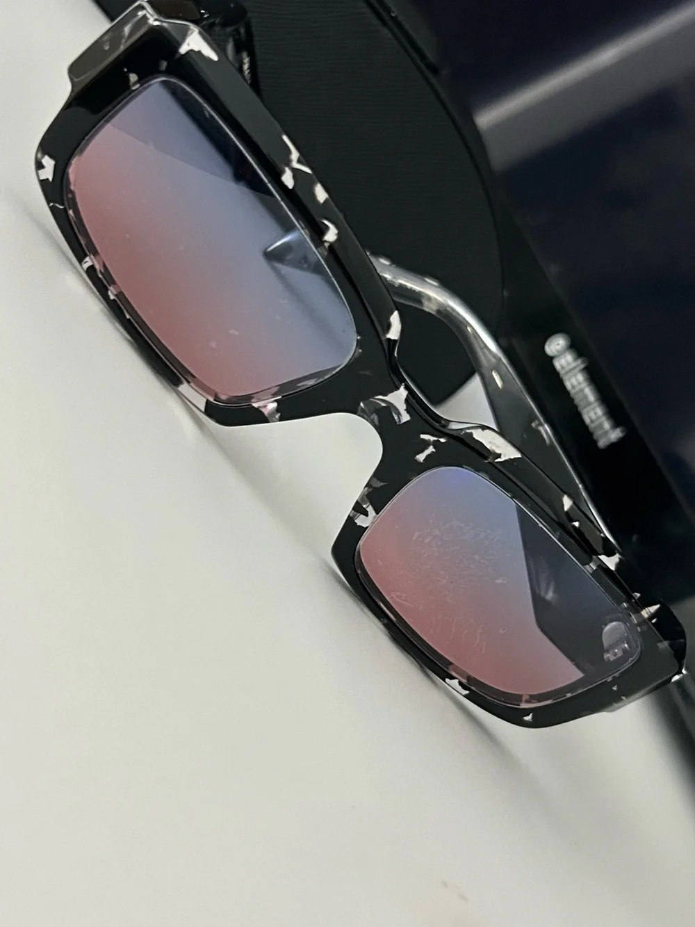 Authentic Prada Black Tortoiseshell Rectangular Sunglasses with Gradient Lenses